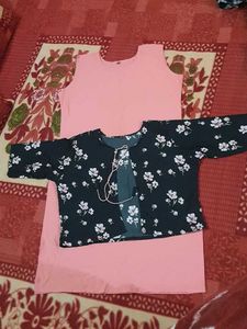 Pink Plain Kurta And Black Basket
