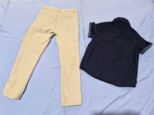 Navy Blue Shirt And Cream Pants 5-6y