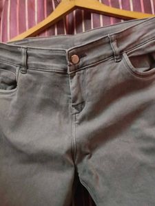 Grey Jeans with Red Stripe