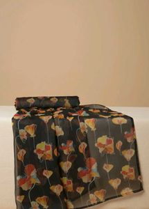 2 Meter Floral Print Organza Fabric Unstiched