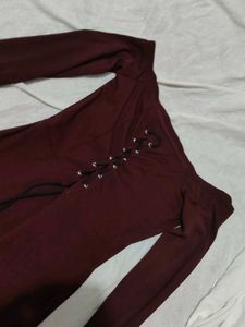 Burgundy Off-the-Shoulder Dress