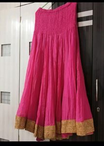 Beautiful Skirt Pink Un Colour Strachable Up To 34