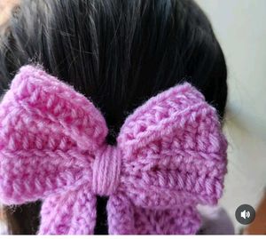 Pink Knit Bow Hair Clip