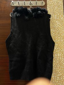 Fur Trim Knit Vest