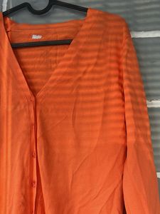 Orange V-Neck Cardigan Sweater