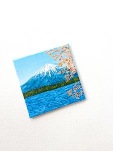 Beautiful Lake With Cherry Blossom Tree Painting