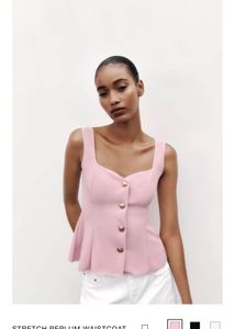 Pink Button-Down Tank Top