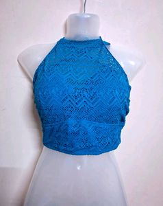 Blue Lace Halter Top
