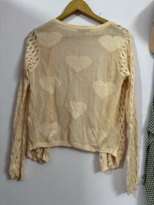 Heart Pattern Knitted Cardigan