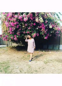 Pink Floral Knee Length Dress