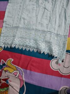 Light Blue Embroidered Kurti