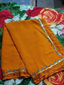 Elegant Mustard Embellished Saree