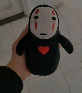 No Face Plush Keychain And Black Pouch