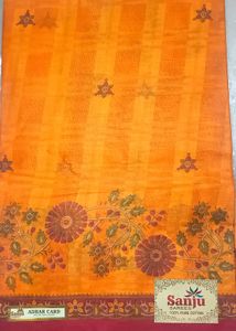 Vibrant Sanju Pure Cotton Saree with Floral Border