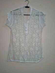 White Chikankari Top