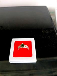Green Diamond Ring Pure Silver