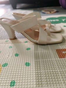 White Criss-Cross Heeled Sandals