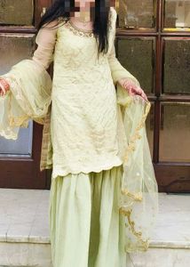 Pista Green Party Wear Garara Suit
