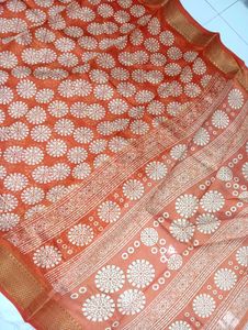 Orange Printed Saree