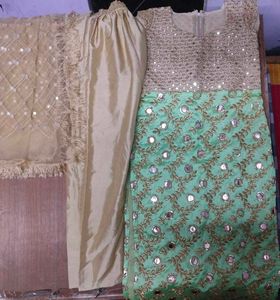 Mint & Gold Embellished Salwar Kameez Set