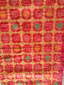 Red &amp; Pink Bandhini Printed Saree Fix Price