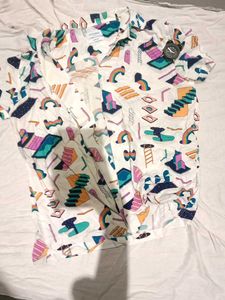 Funky Graphic Print Short Sleeve Button-Down