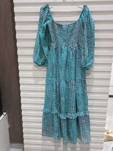 Blue Patterned Maxi Dress