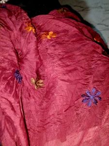 Dupatta Red With Embroidery Flower