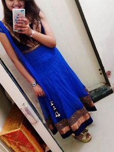 Blue Frock Suit With wide Flare in net #party wear