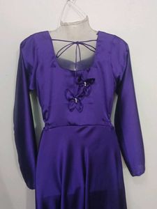 Pruple Satin Gown With Pant