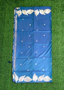Open Border Saree - Amparo Blue (50/600 Silk)