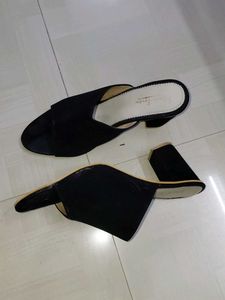 Black Heeled Mules