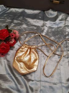 Zara Metallic Gold Mini Bucket Bag