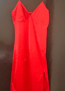 Red Satin Slip Dress