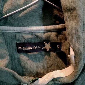 Green Cropped Zip-Up Hoodie