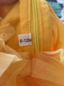 Net Embellished Fluffy Yellow Orange Dress