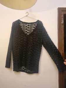 Black Crochet Top