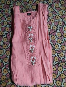 Elegant Pink Embroidered Kurti