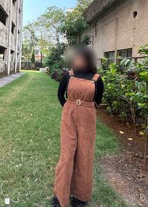 Corduroy Jumpsuit with Belt