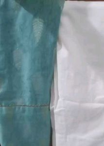 Turquoise Leaf Print Kurta Set