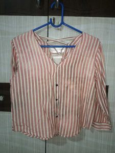 Striped Back Detail Blouse