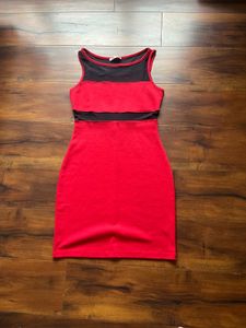 Red Dress With Black Net