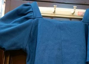 Blue B&#39;ful Neck And Sleeves Crop Top