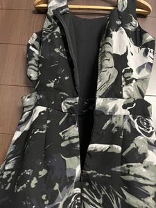 Waist Cut-Out Floral Print A-line Dress