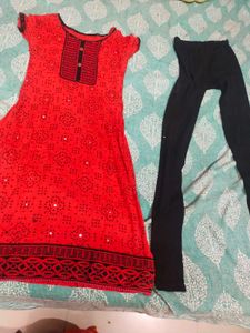 Red Black Kurti Legi