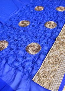 Royal blue Zari Saree for festive look