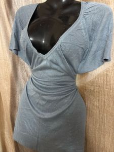 Elegant Blue V-Neck Dress