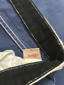 colour block wide leg jeans