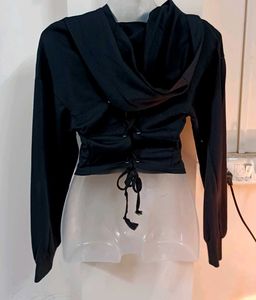 Cut Out Crop Hooded Top