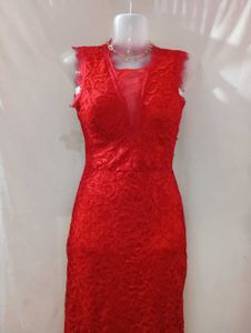 Red Lace Sleeveless Dress